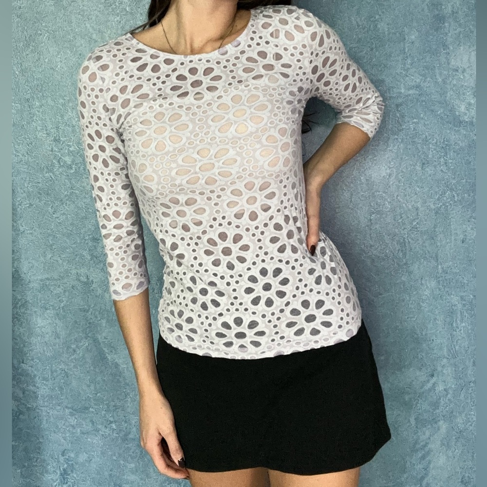 LOFT Lavender Floral Sheer Blouse